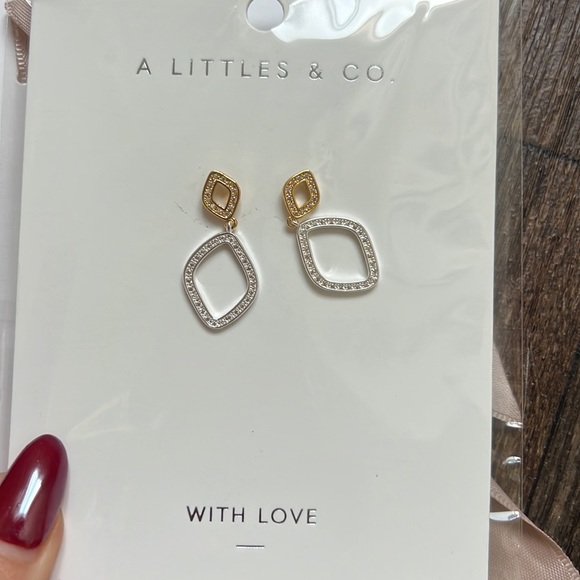 Statement Pavé Earrings in Silver Plating & Gold-Tone Plating - Picture 2 of 2